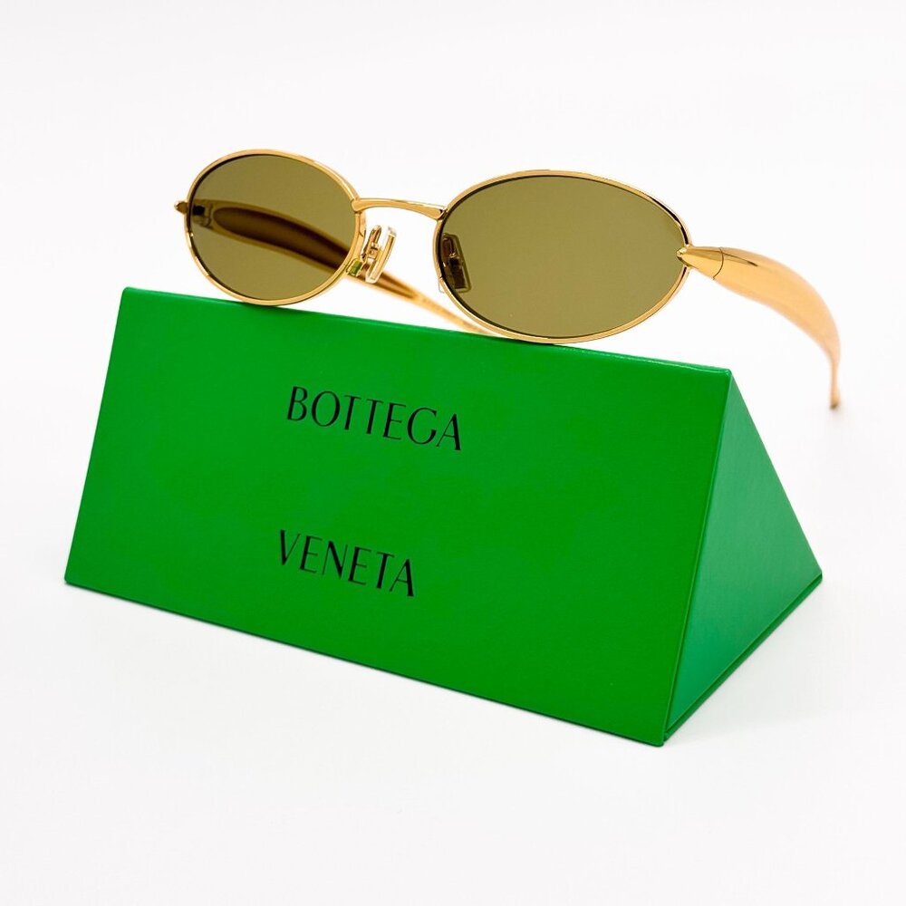 NEW BOTTEGA VENETA SUNGLASSES GOLD WOMEN OVAL EYEWEAR BOTTEGA VENETA BV1386S 006
